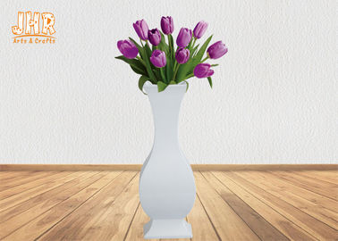 सजावटी चमकदार सफेद शीसे रेशा Centerpiece तालिका Vases तल Vases