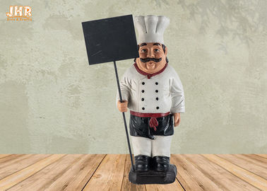 बावर्ची Tabletop मूर्ति Polyresin बावर्ची मूर्तिकला लकड़ी की चॉकबोर्ड राल बावर्ची मूर्तिकला