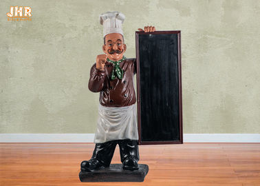 लकड़ी के मेनू बोर्डों रेस्तरां के लिए Polyresin मूर्ति मूर्ति पॉली राल मंजिल बावर्ची मूर्तिकला