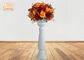 3 टुकड़ा चमकदार सफेद शीसे रेशा फूल बर्तन पेडल के साथ फर्श Vases