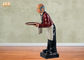 लाल पाली बटलर प्रतिमा फैट बावर्ची रसोई सजावट राल बटलर मूर्तिकला प्रतिमा 90 सेमी
