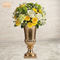 हाथ से तैयार फूल के बर्तन फाइबरग्लास प्लांटर चमकदार सोने का रंग