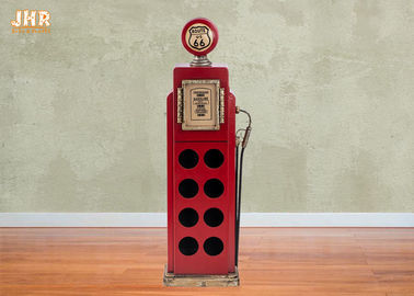 Antique Wood Wine Rack Decorative Storage Cabinets MDF Floor Wine Rack 8 Bottle Red Color