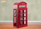 ब्रिटिश टेलीफोन बूथ अलमारियाँ सजावटी लकड़ी के कैबिनेट लाल रंग MDF मंजिल रैक फर्नीचर