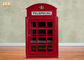 ब्रिटिश टेलीफोन बूथ अलमारियाँ सजावटी लकड़ी के कैबिनेट लाल रंग MDF मंजिल रैक फर्नीचर